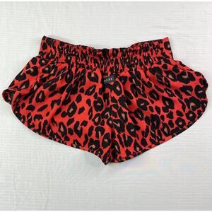 Nastya Nass High Waist Workout Booty Shorts Red Leopard Women's Medium